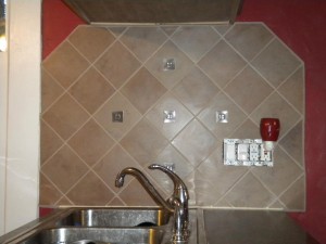 Back splash by the sink