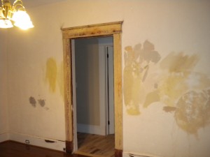The dining room to the hallway, and the wall where we picked our paint :)